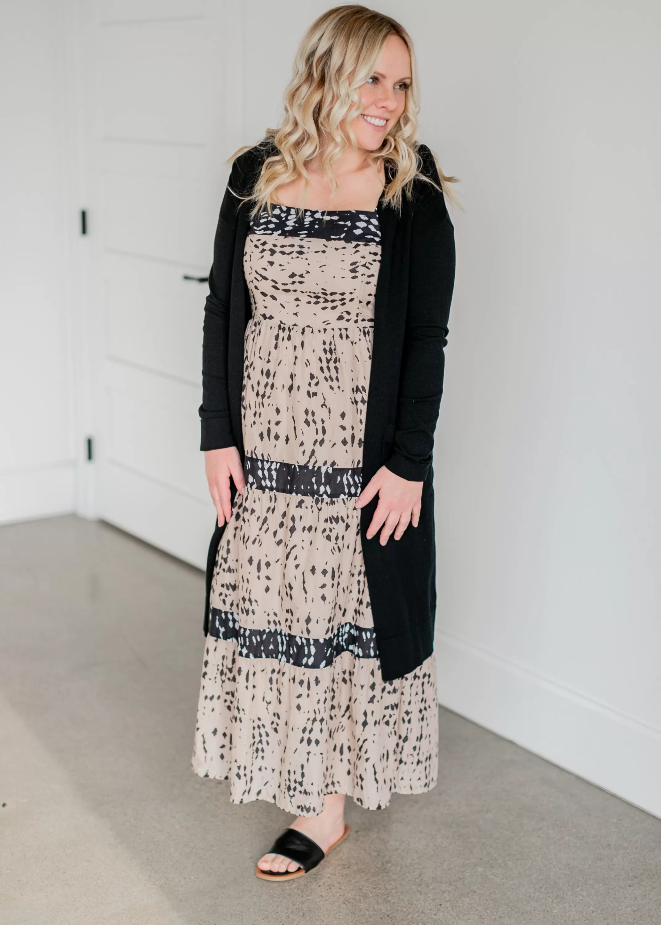 Shop Astra Speckled Black & Tan Maxi Dress Women Nursing Friendly