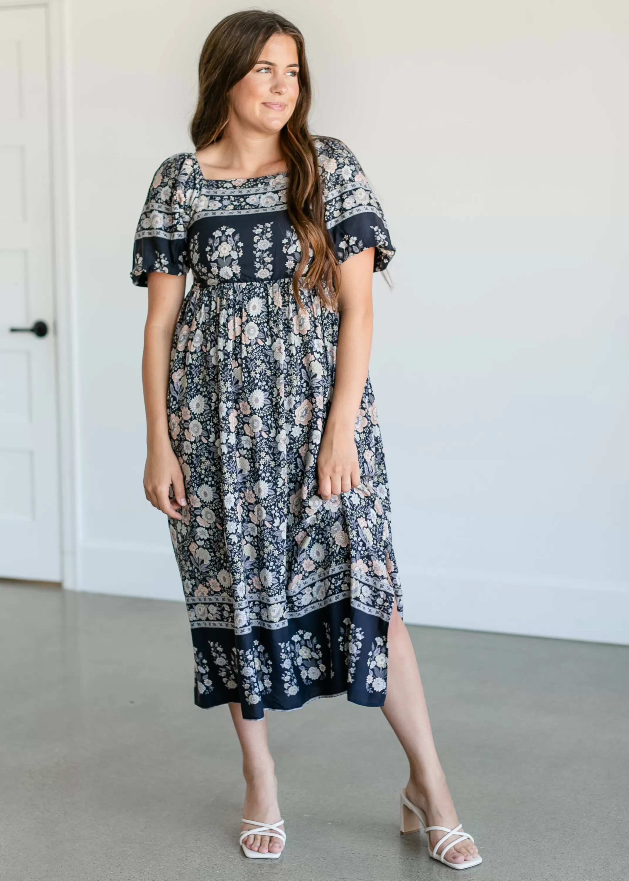Shop Botanical Floral Smocked Midi Dress Women Plus Size