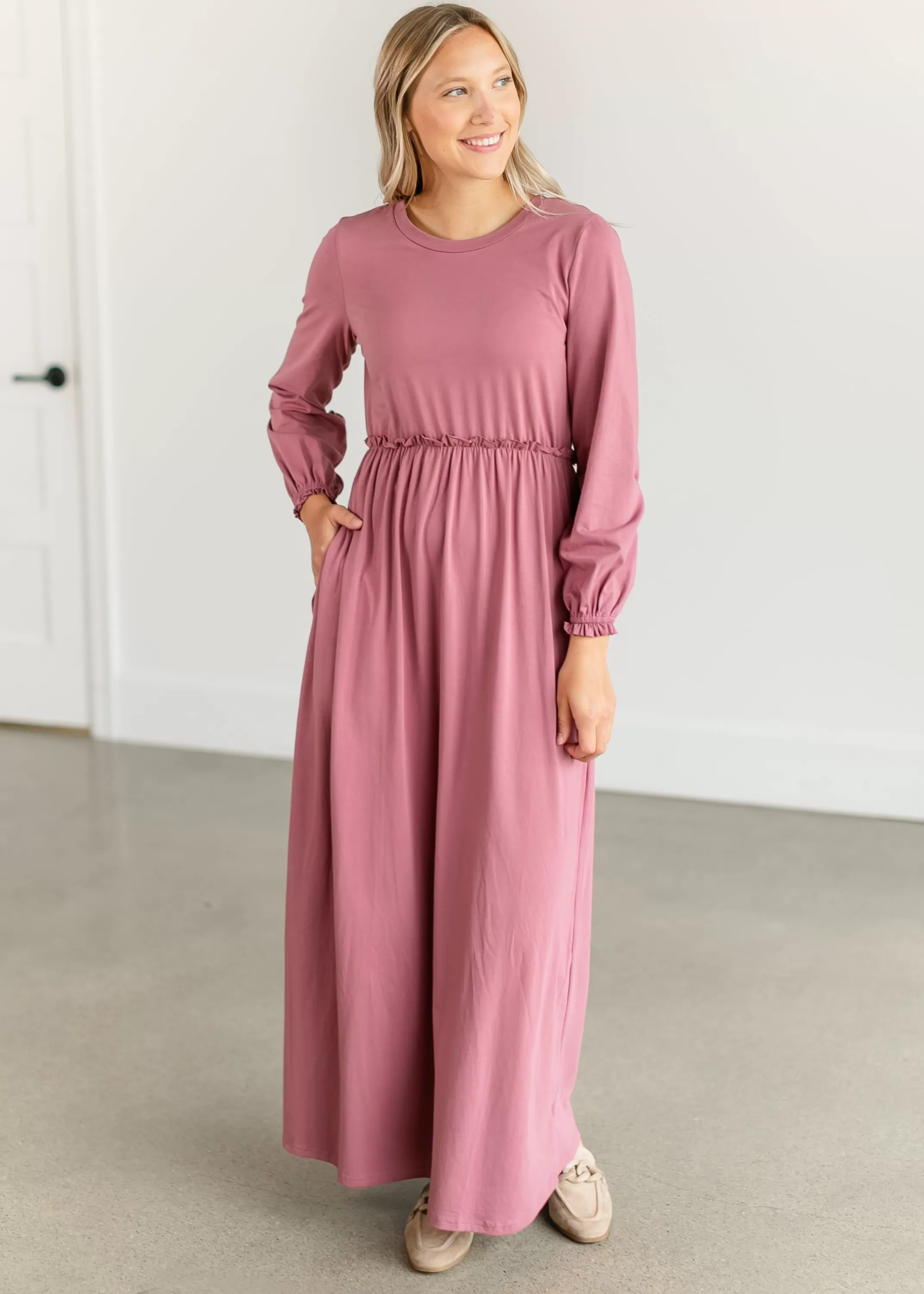 Clearance Brie Long Sleeve Maxi Dress Women Plus Size