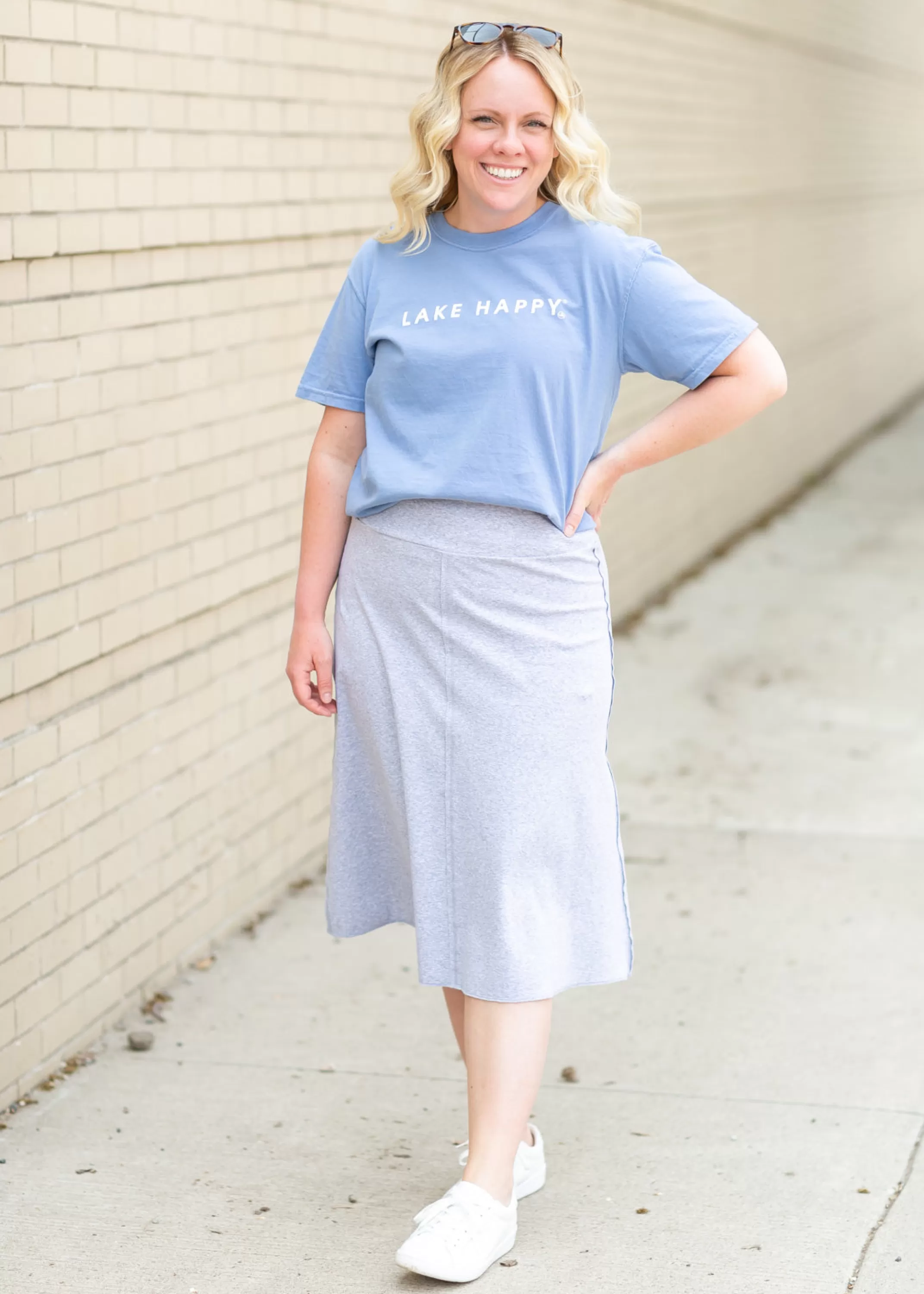 Fashion Crewneck Lake Graphic T-Shirt Women Plus Size