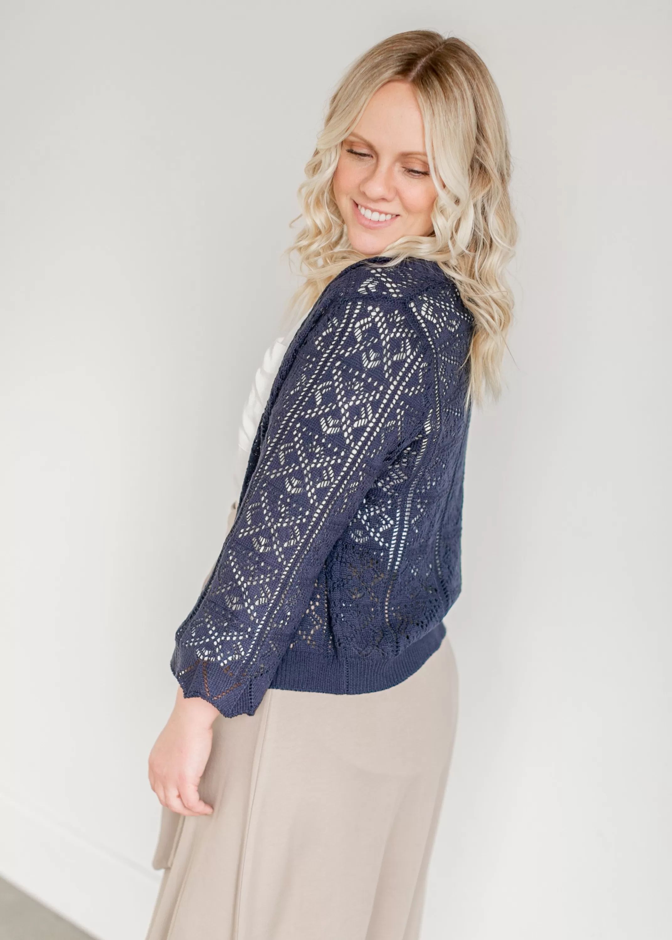 Sale Crochet Bell Sleeve Button Down Cardigan Women Nursing Friendly