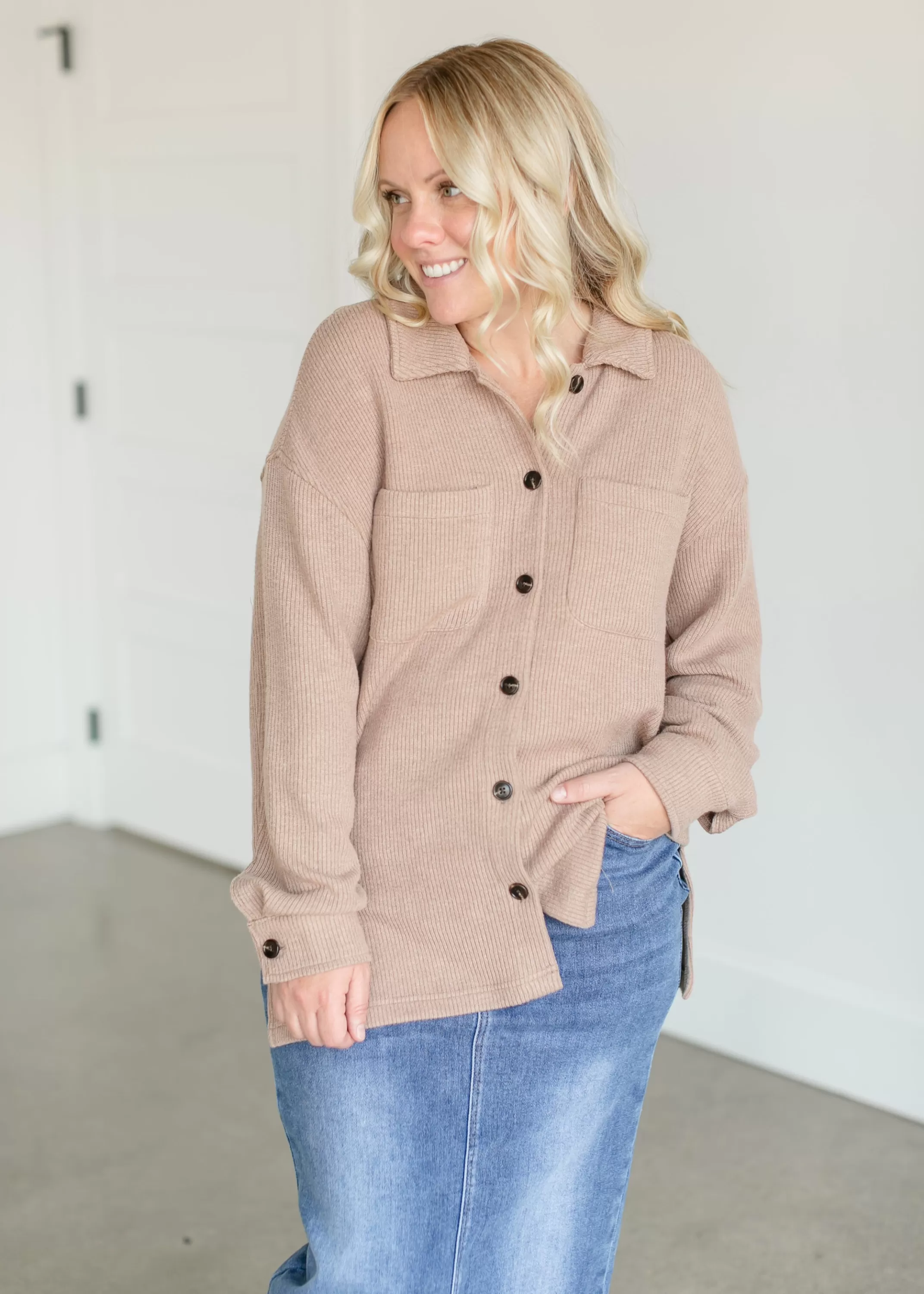 New Emerie Cord Button Up Shacket Women Jackets