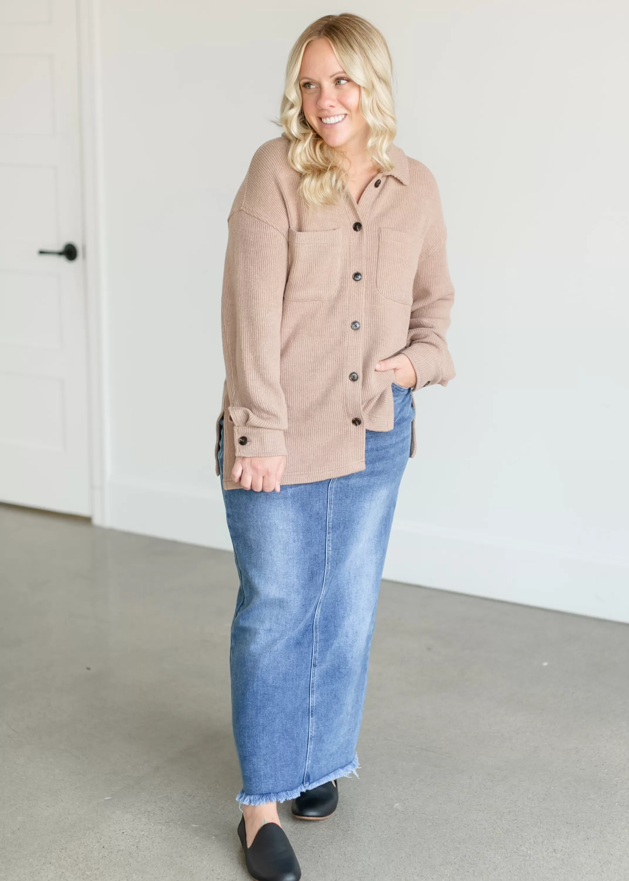 New Emerie Cord Button Up Shacket Women Jackets