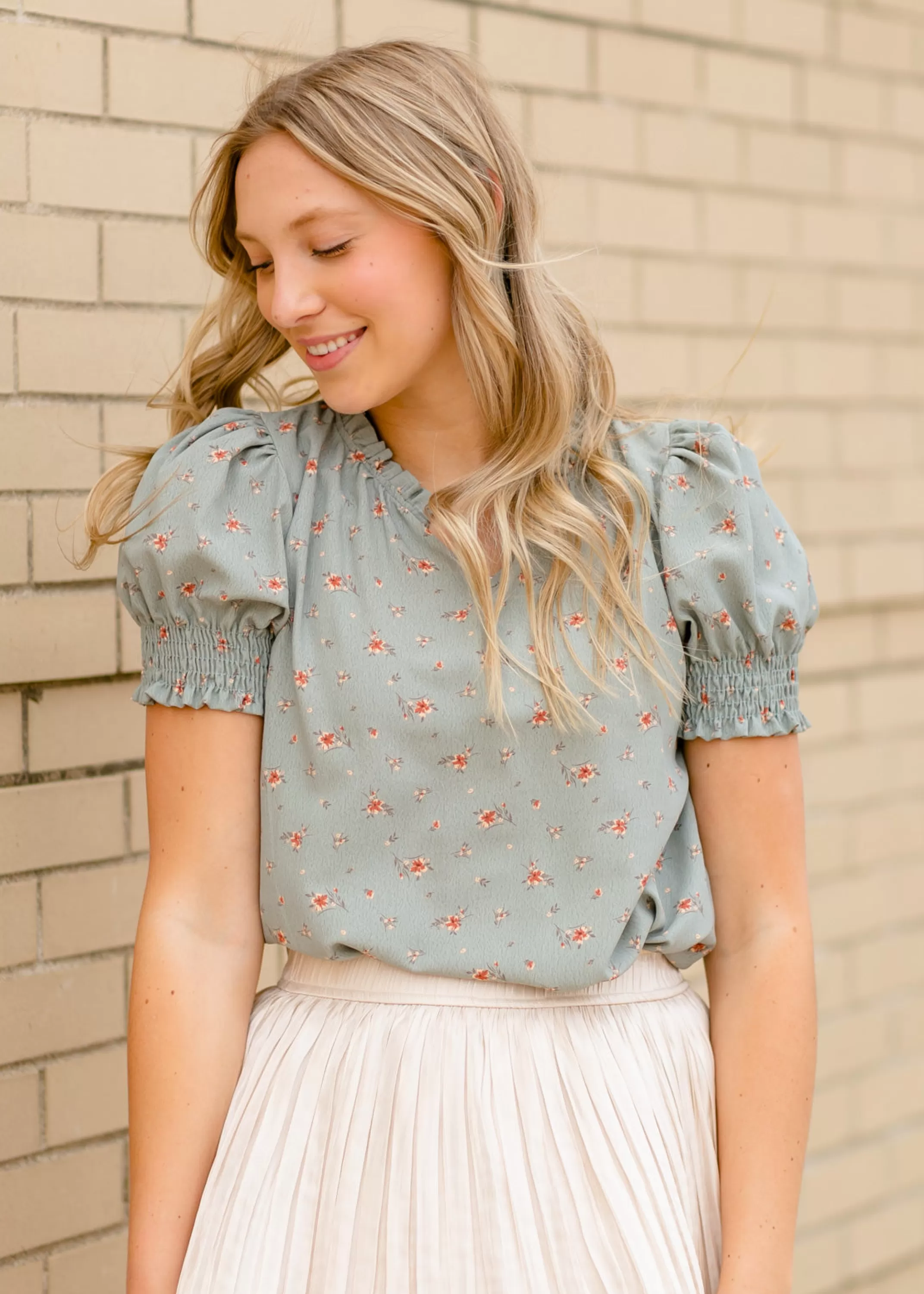 Hot Floral Puff Sleeve Top Women Maternity Friendly