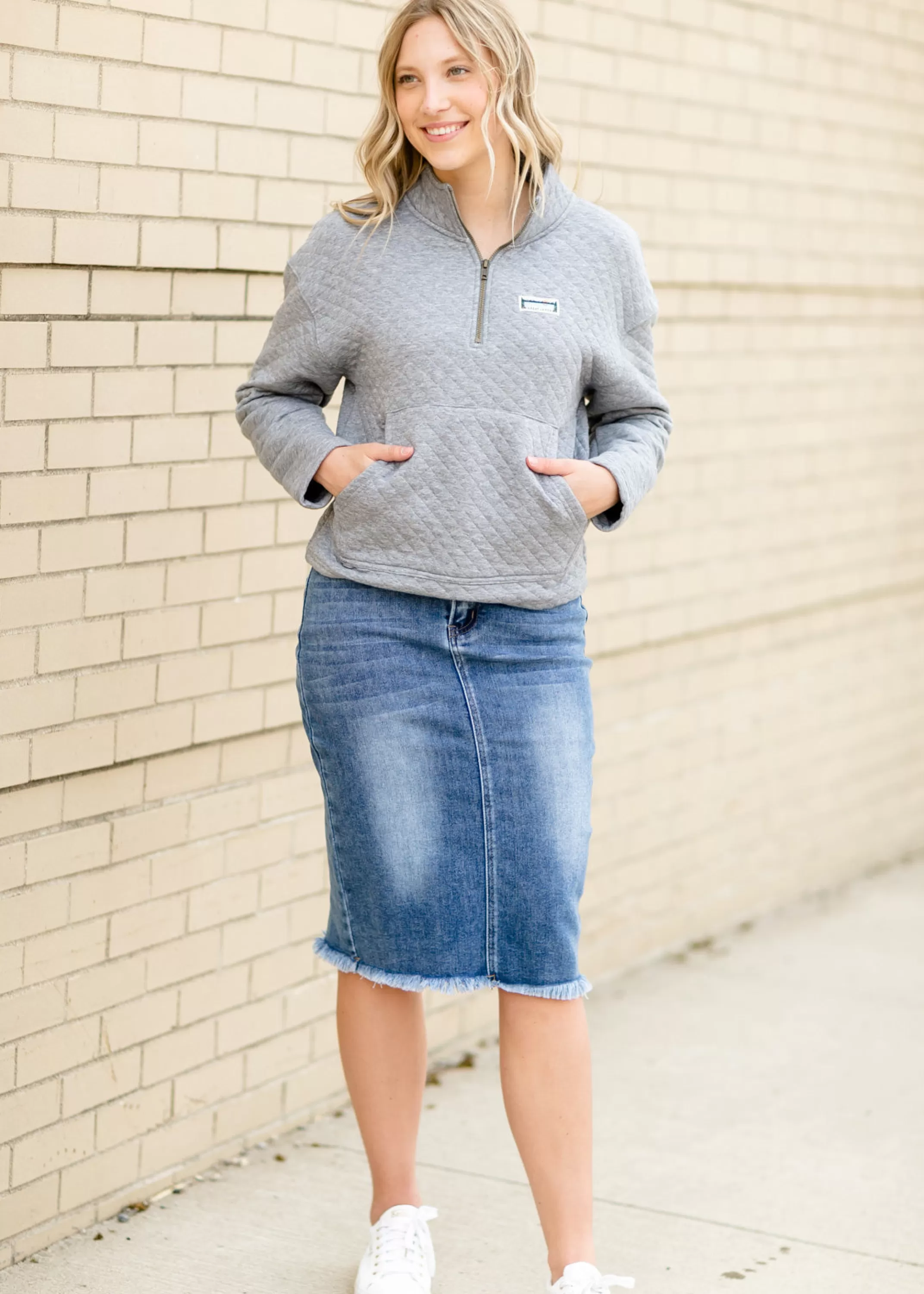 Hot Quilted Quarter Zip Pullover Women Long Sleeve
