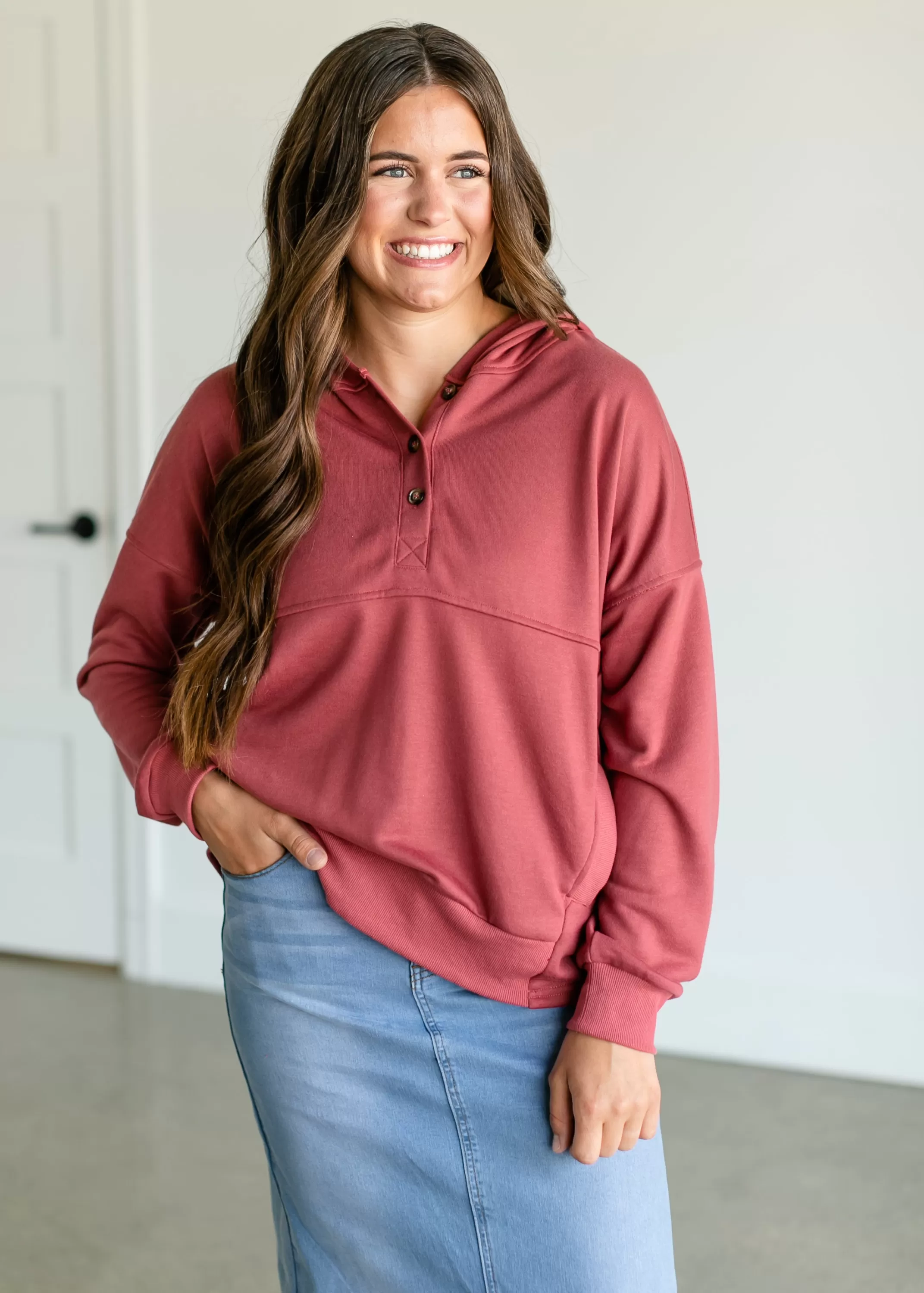 Sale Hooded Button Down Sweatshirt Women Nursing Friendly