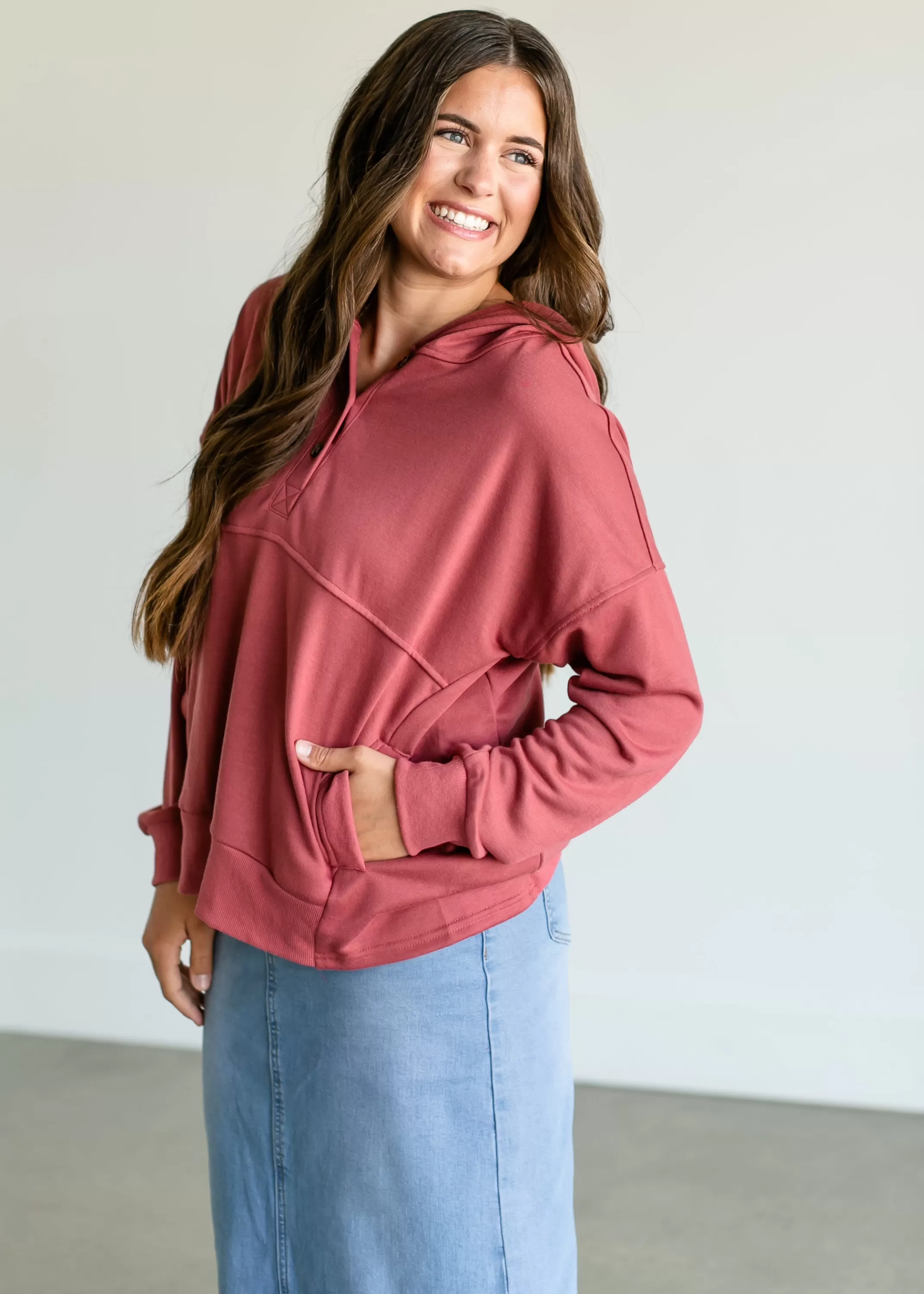 Sale Hooded Button Down Sweatshirt Women Nursing Friendly