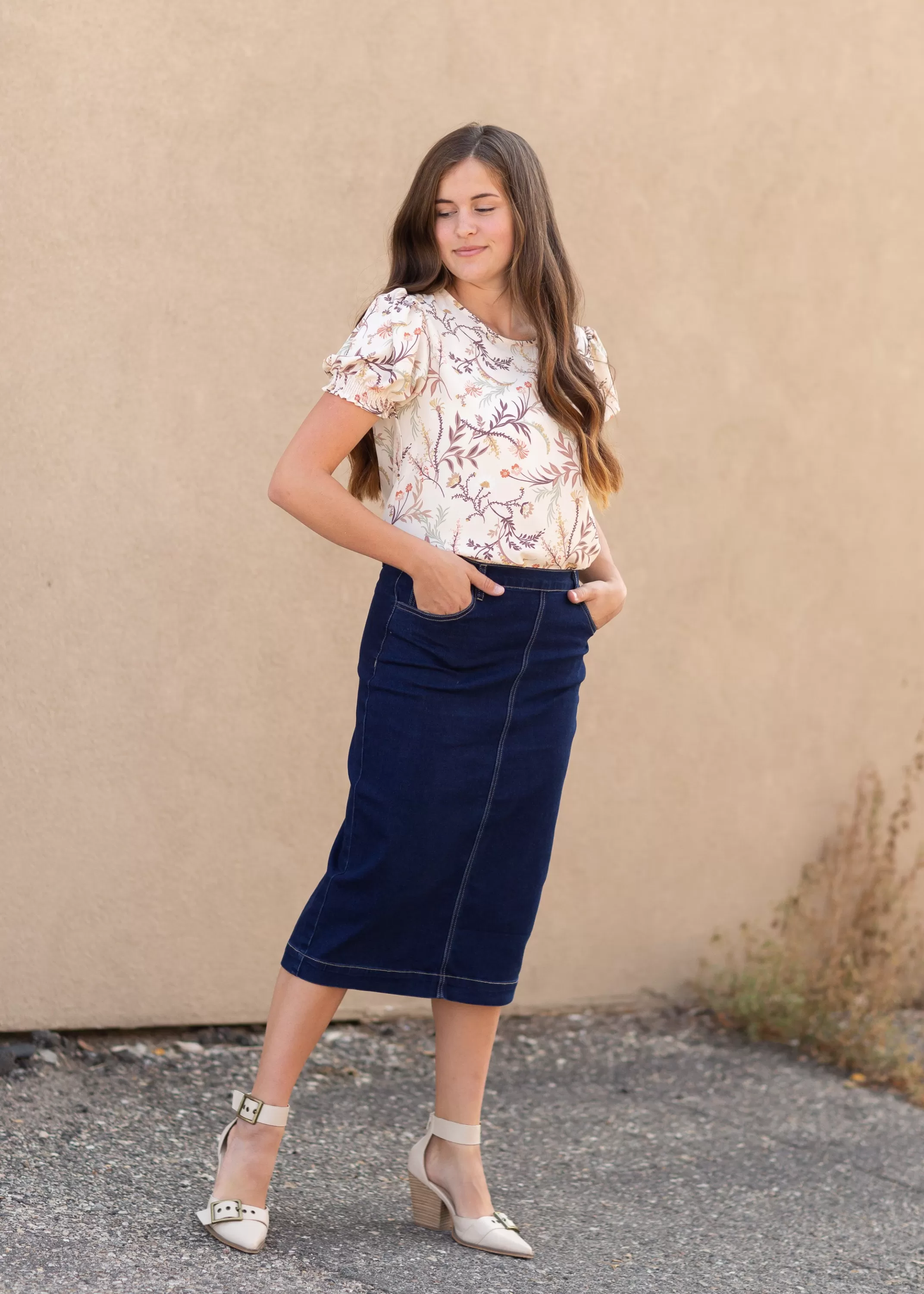 Fashion Lori Dark Denim Skirt Women Plus Size
