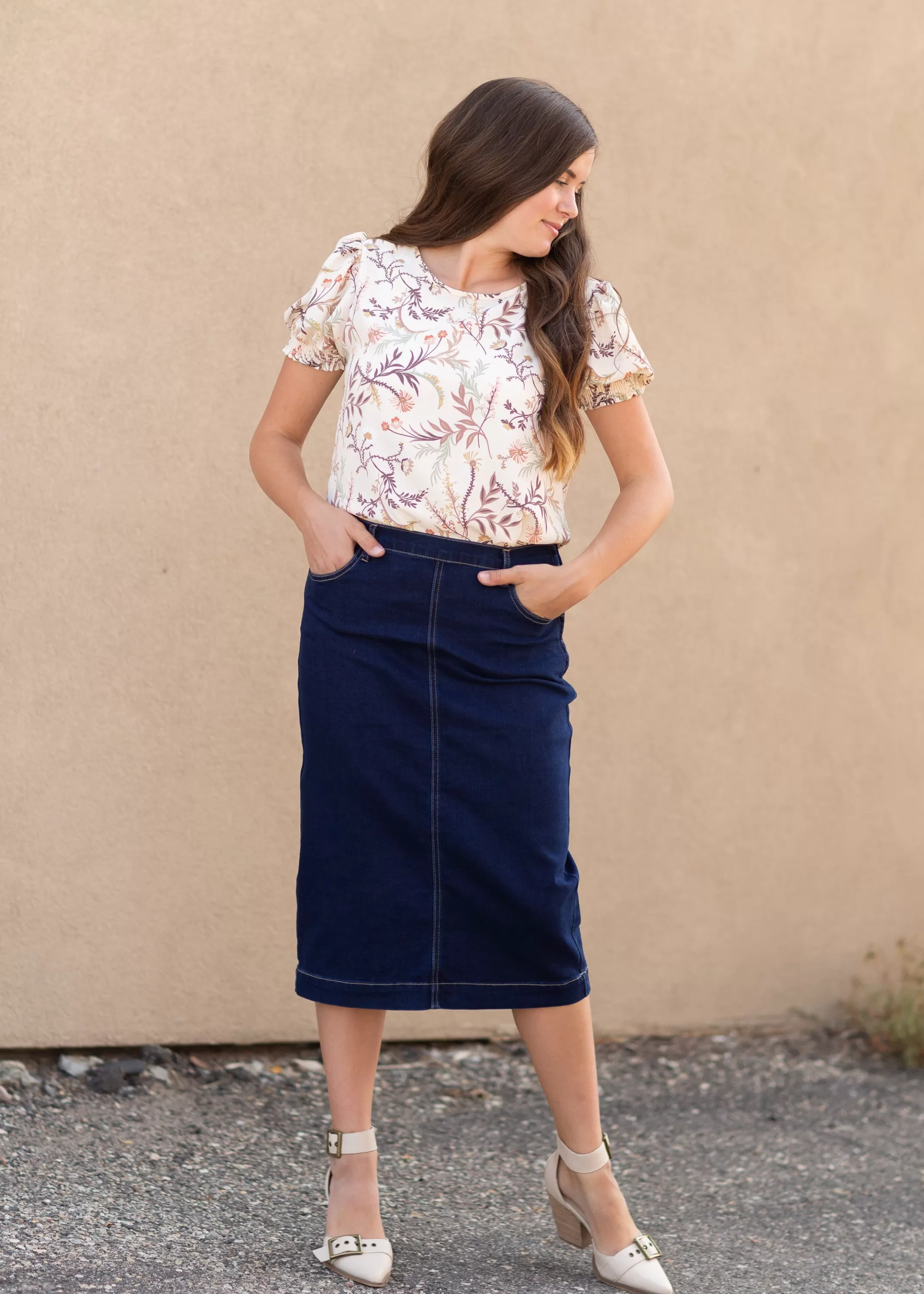 Fashion Lori Dark Denim Skirt Women Plus Size