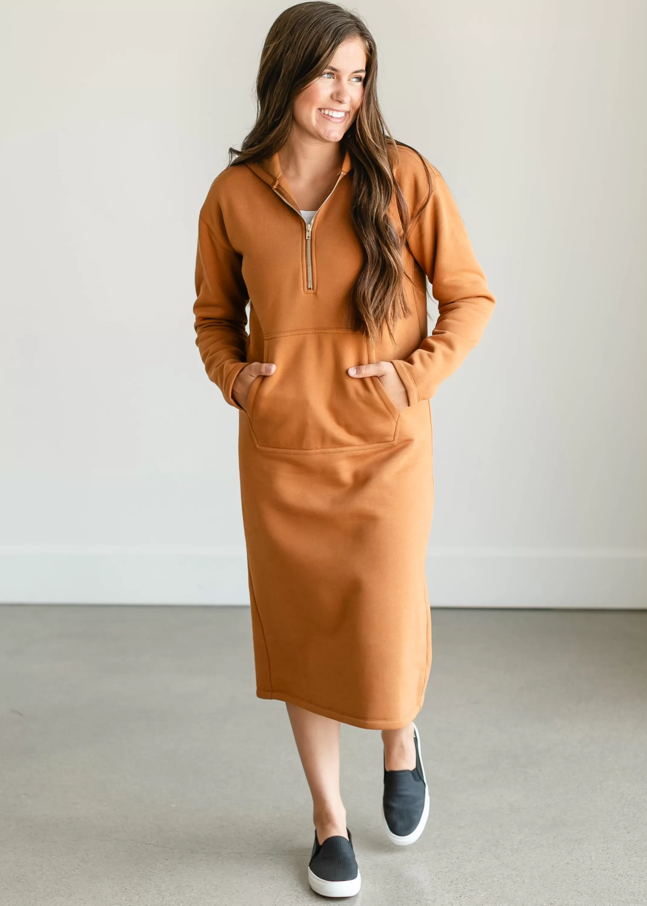 New Olympia Zipper Sweatshirt Dress Women Maternity Friendly