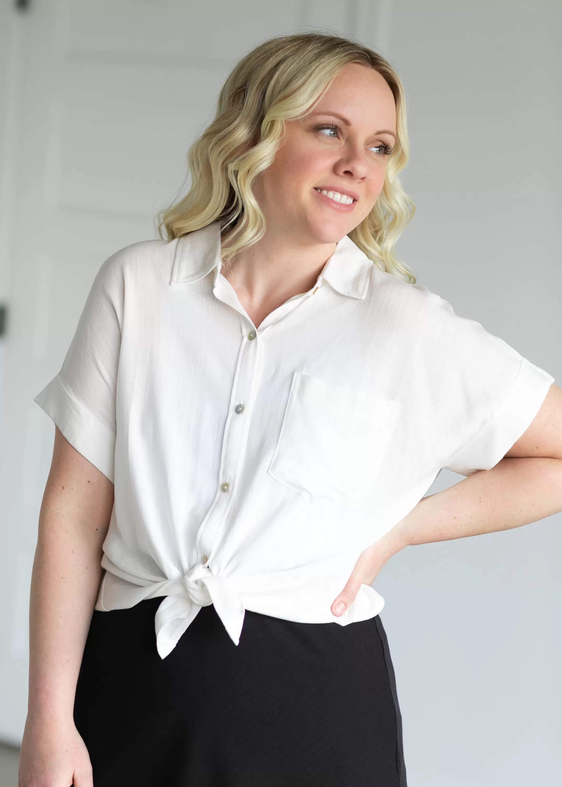 Cheap Relaxed Fit Button Down Top Women Nursing Friendly