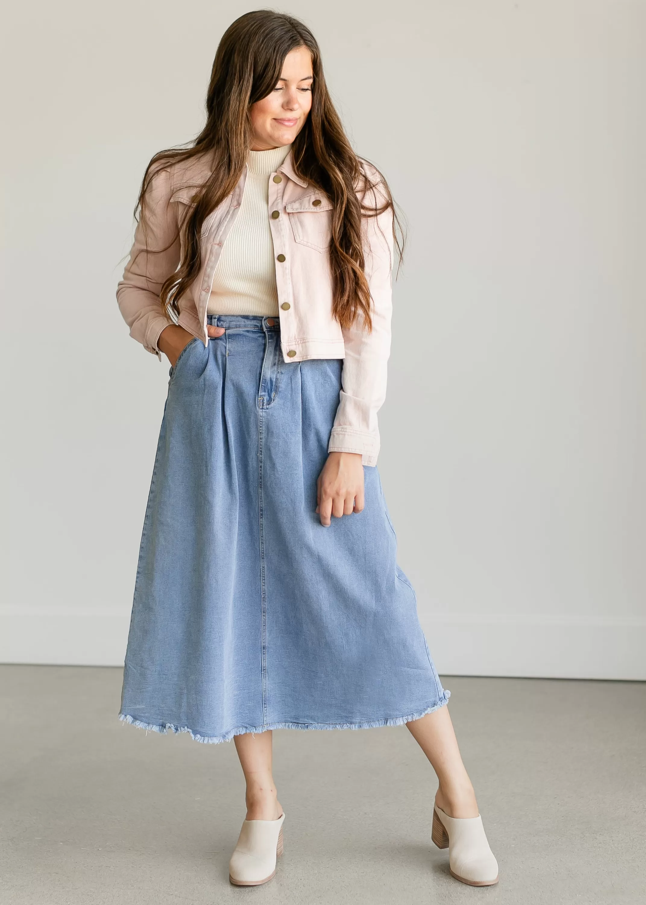 Best Washed Pink Denim Jacket Women Nursing Friendly