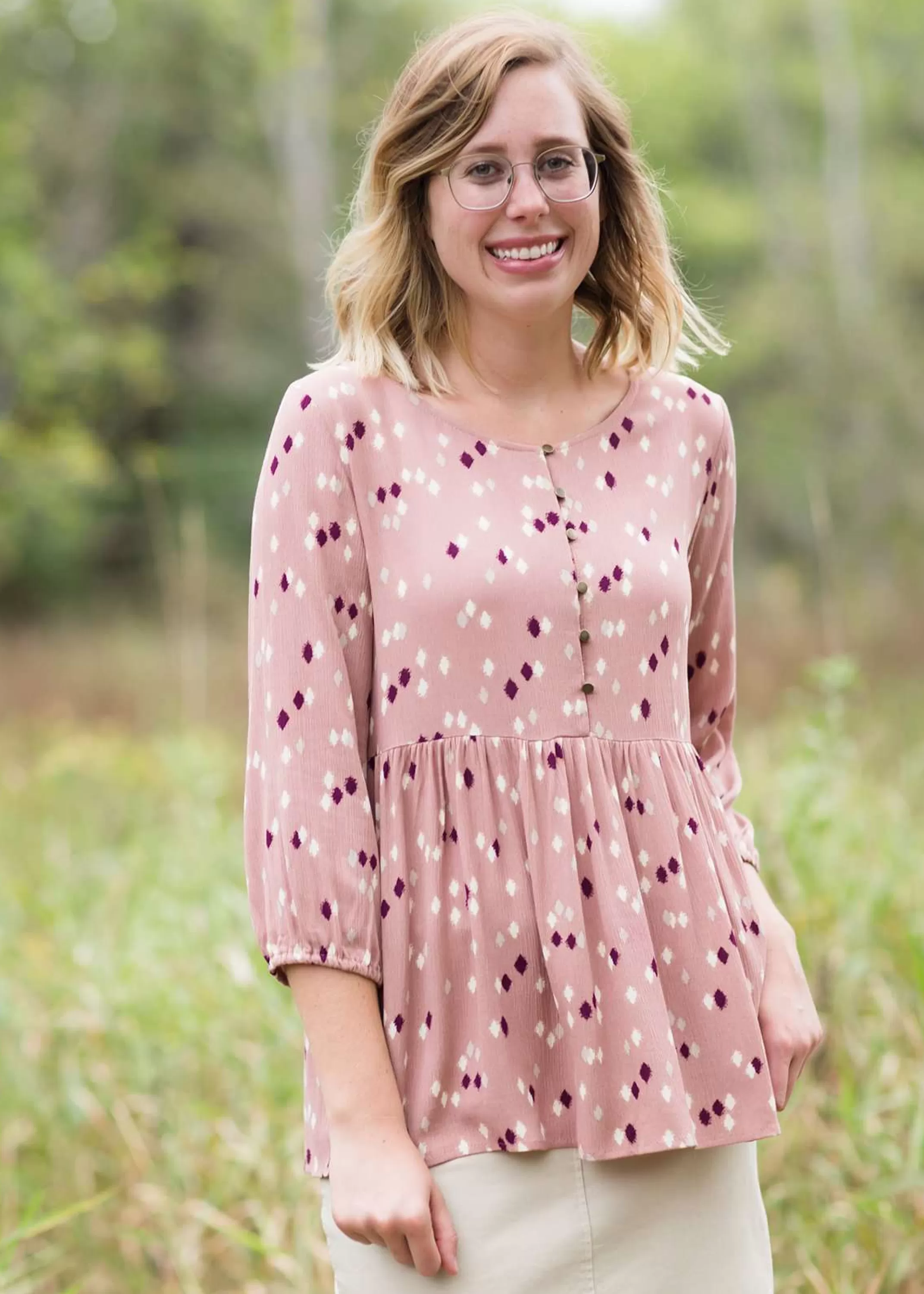 Hot Women's Modest Polka Dot Casual Top | Inherit Clothing Company Women Maternity Friendly