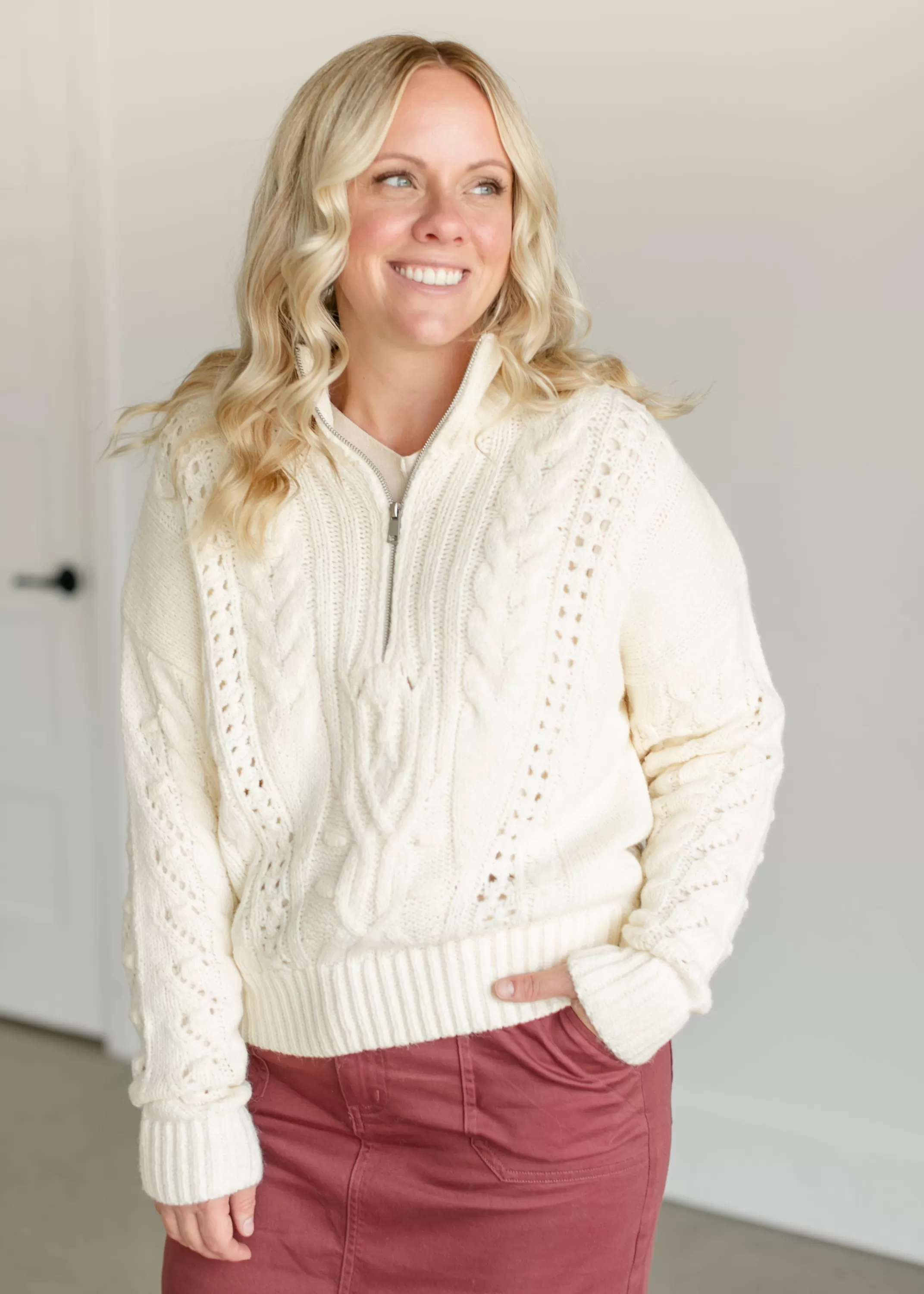 Sale Zoe Quarter Zip Sweater Women Nursing Friendly
